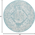 Unique Loom Outdoor Traditional Collection Area Rug - Valeria (5' 3" Round, Aqua/ Ivory)