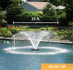 Scott Aerator DA-20 Display Pond Aerator - 1 Horse Power 115V 100ft Cord | Aerating Pond Fountain for up to 1 Acre Ponds | Pond Aerator Pump for Small Ponds | Pond Aeration Systems
