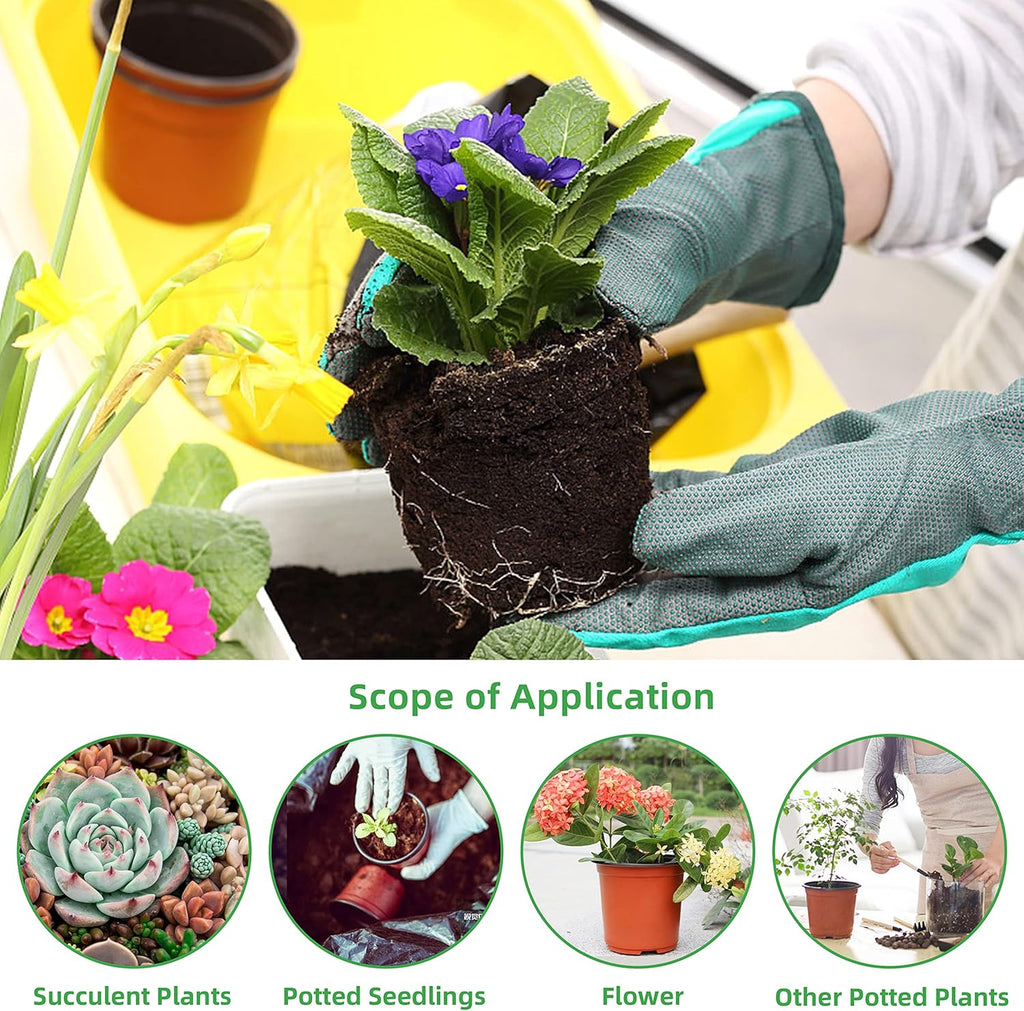 TDHDIKE 4" Small Plastic Plant Pots with 200 Red Seed Starting Pots for Indoor and Outdoor Planting