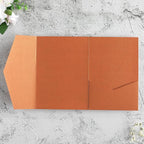 20 PCS Burnt Orange Tri-fold Laser Cut Wedding Invitation Pockets for 5x7 Wedding Cards Bridal Shower Engagement Quinceanera Invitation
