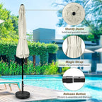 HealSmart 7.5ft Patio Umbrella with Push Button Tilt/Crank, Outdoor Table Market Yard Umbrella, 6 Sturdy Ribs for Garden, Deck, Backyard, Pool