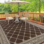 HiiARug 8x10 Outdoor Rug Outdoor Patio Rug, Reversible Waterproof Plastic Straw Rug Large Outdoor Rugs (8x10Ft, Brown)
