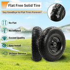 4PC 4.00-6 Flat-Free Tires and Wheels,13" Rubber Solid Tire, with 5/8" & 3/4" Bearing, 1.8"-5.8" Centered Hub Length, 4.00-6 tire and wheel Fit for Gorilla Cart, Garden Cart/Hand Truck/Wheelbarrow etc
