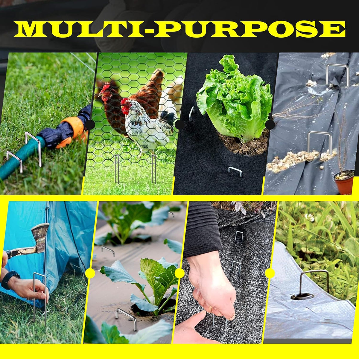 250 Pack x 6 Inch Landscape Staples Galvanised, Fabric Pins, 11 Gauge, Garden Staples, Tent Stakes, Fabric Pins for Lawn, Fence, Tent, Decoration, Weed Barrier, Outdoor. (250 x 6in)