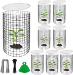 Adnee 8 Pack Wire Plant Protector with Cover-20" x 11" Detachable Metal Plant Protectors Mesh-Garden Plant Protectors for Flower Vegetable to Keep Animals Out