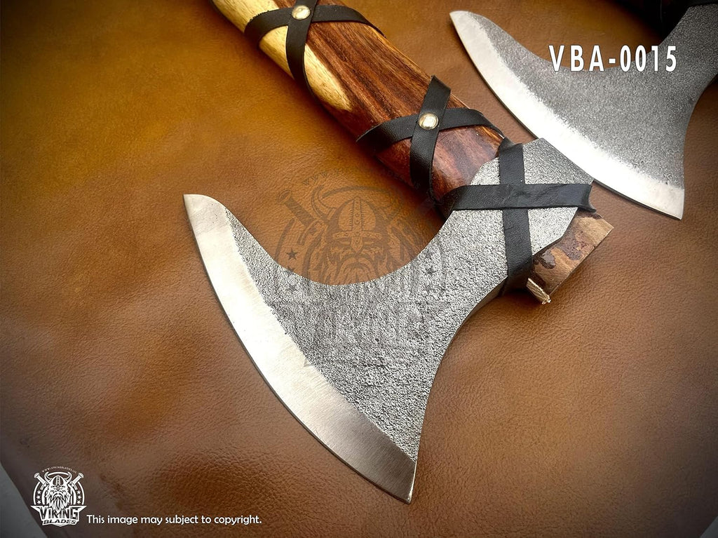 SHINY CRAFTS -Norse Viking Axe, Hatchet with Leather Sheath Best Tomahawk Viking Hatchet- Viking Bearded Axe, Camping Axe, Gift for Him with Sheath (SCAH 15)