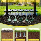 Upgraded Lawn Aerator Tool with 14 Steel Spikes, Hand Grass Aerator Spike Tool Manual Lawn Aerators with Spring-Loaded Design&Automatic Leaf and Dirt Cleaning for Yard, Garden Black
