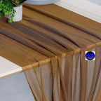 MDS 15 Pack 10ft Chiffon Table Runner 29 x 120 Inches Sheer Wedding Runner Romantic Rustic Table Runner for Wedding Decorations, Birthday Parties, Bridal Shower Party Arch Decor - Mocha