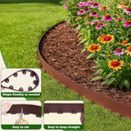 Gardzen Landscape Edging Kit, 40-Foot Long, 3-Inch Tall, No Dig Garden Edging Border for Flower Beds, Tree Rings, Pathways, Includes 40 Spikes, Brown