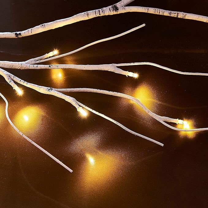 Birchlitland Birch Garland Lights 6FT 48 LED Battery Operated - Lighted Twig Vine with Timer for Christmas Fireplace Decoration Indoor Outdoor Use