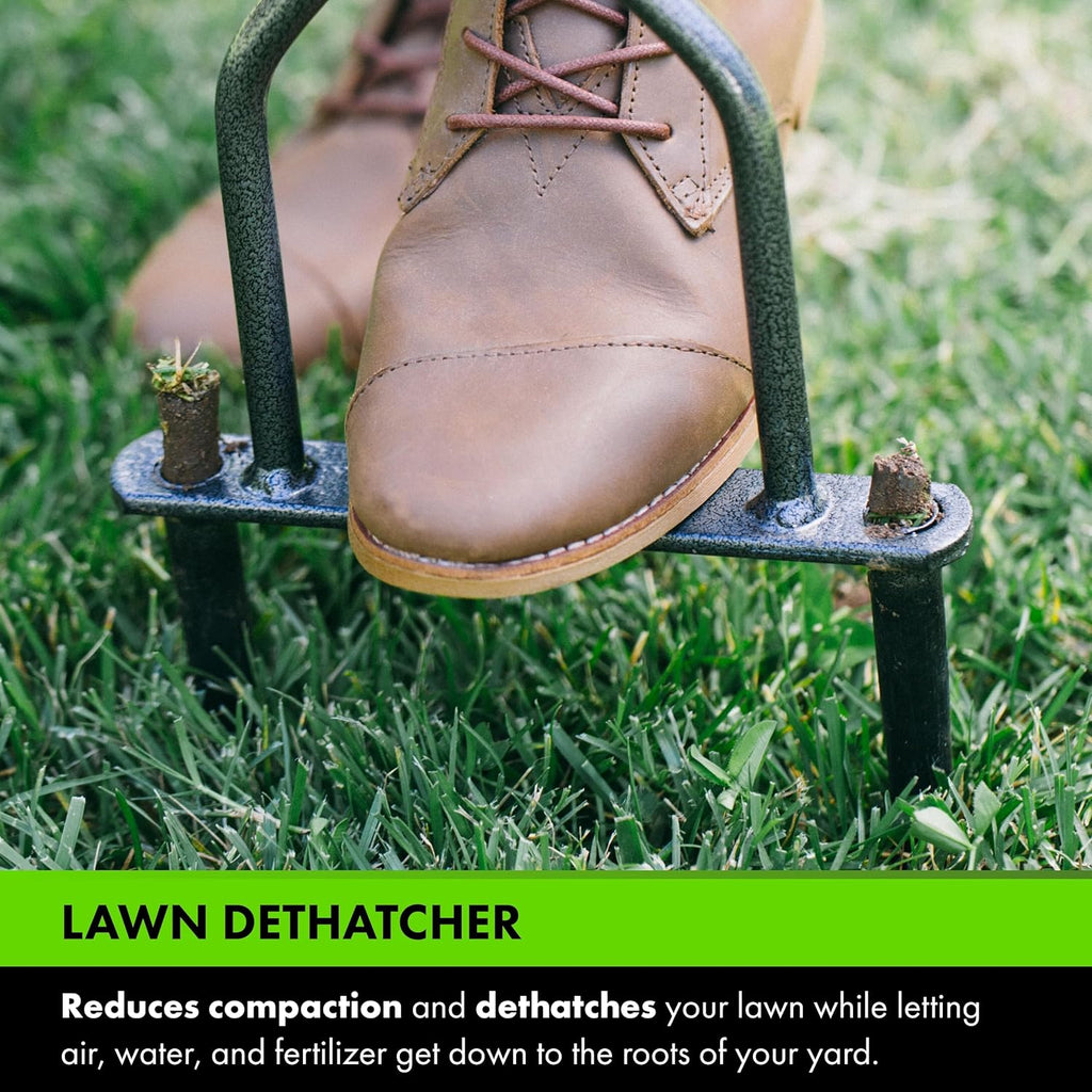 Yard Butler Manual Lawn Coring Aerator - Core Aerator for Lawn Care - Loosen Compacted Soil - Dethatcher Garden Tool for Lawn Health - Plug Core Soil Aeration Tool - Gray, 37 Inches