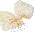 Aokbean 100 Pack Mini Pillow Candy Box Small Gift Boxes with 50 Yards Ribbon for Christmas Wedding Party Favor Gift, Jewelry or Soap Packaging (Gold Stripes)