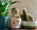 Ton Sin Plant Pots,Set of 3 Ceramic Sunflower Flower Pots for Indoor Plants,4+5+6 inch Pots with Drainage Hole Saucer,Garden Pots Catus Planters