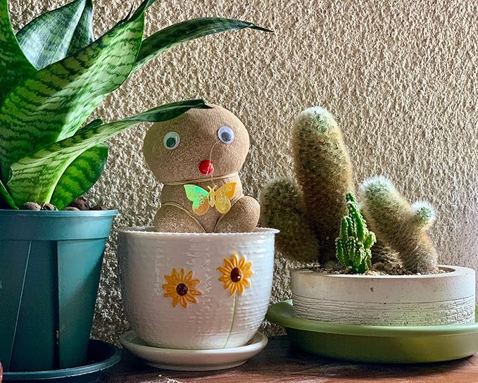 Ton Sin Plant Pots,Set of 3 Ceramic Sunflower Flower Pots for Indoor Plants,4+5+6 inch Pots with Drainage Hole Saucer,Garden Pots Catus Planters