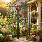 Ultym 2-Pack 87" x 20" Daisy & Bird Arch Black Metal Garden Trellises