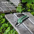 Nevlers 8" Green Anvil Pruning Shears Heavy Duty | Hand Pruners for Gardening w/Steel Blades, Safety Lock & Ergonomic Grip | 8mm Cut Plant Shears & Garden Clippers Handheld for Dead Stems & Branches