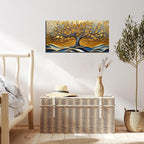 CANEITO Tree Wall Art for Living Room, Gold Wall-Decor for Bedroom, Modern Landscape Poster Canvas Print, Size 40x20 Inches