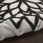 Nourison Aloha Indoor/Outdoor Black White 9' x 12' Area Rug, Tropical, Botanical, Easy Cleaning, Non Shedding, Bed Room, Living Room, Dining Room, Deck, Backyard, Patio (9x12)