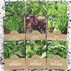 Organic Heat Tolerant Lettuce Seeds Variety Pack - 9 Individual Packs - 2025 Season - Galilee Spinach, Wild Arugula, Romaine Lettuce & More! for Indoor & Outdoor Planting (Non-GMO, Certified Organic)