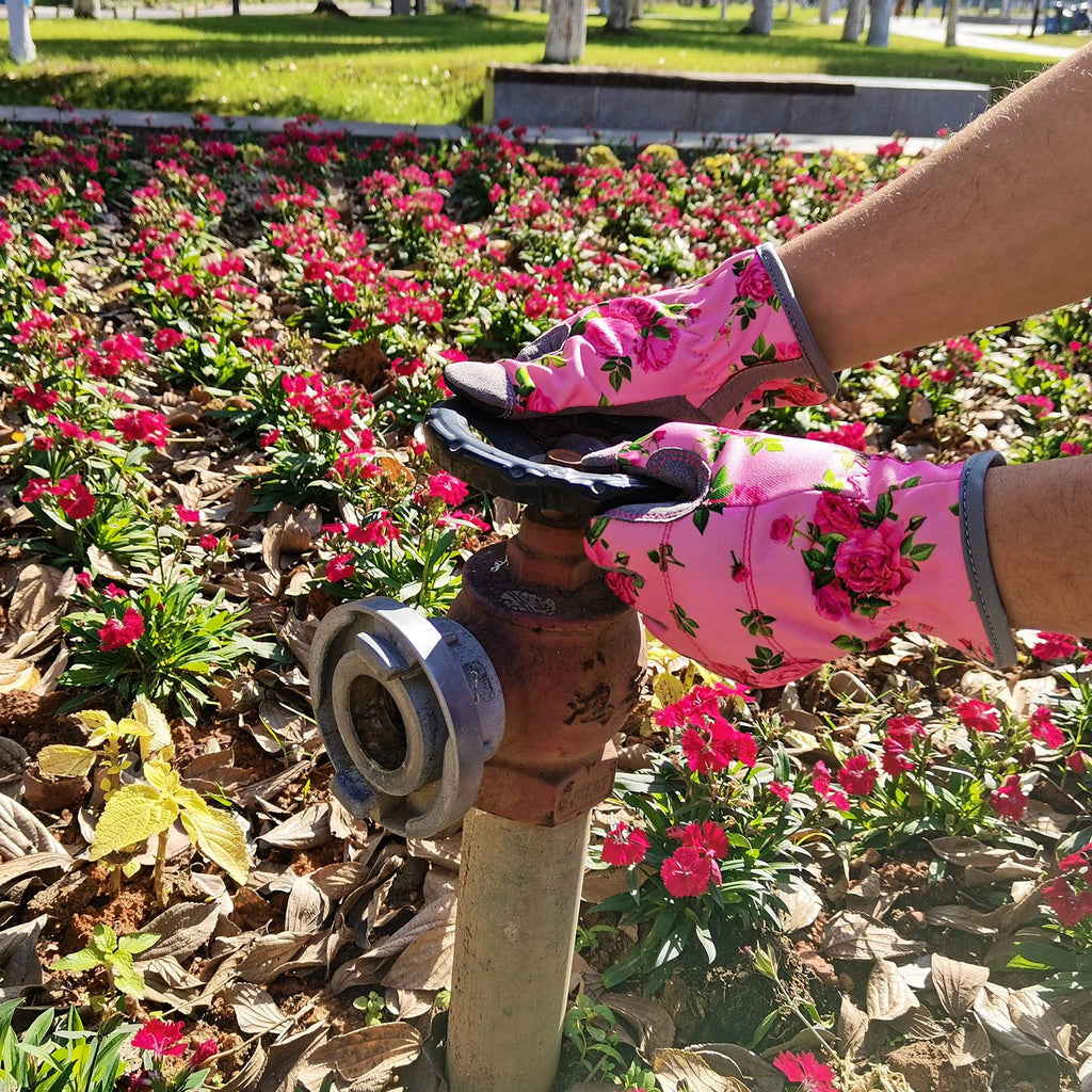 YRTSH Leather Gardening Gloves for Women, Flexible Breathable Garden Gloves,Thorn Proof Working Gloves for Weeding, Digging and Pruning, Medium, Pink