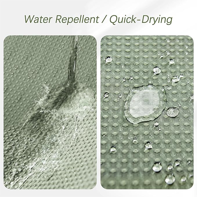 Waterproof Fabric Shower Curtain Extra Long Waffle Weave Heavy Duty Bathroom Shower Curtain Set, 256GSM Weighted Thick Shower Curtain with 12 Rust-Resistant Hooks,72Wx90H Sage Green