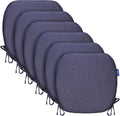 SleepMan Outdoor 17"x16" Chair Cushions with Ties Set of 6, Water Resistant All Weather U-Shape Seat Pads for Patio Garden Furniture Indoor Fade Resistant Patio Cushions (Blue Grey)