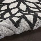 Nourison Aloha Indoor/Outdoor Black White 5'3" x 7'5" Area Rug, Tropical, Botanical, Easy Cleaning, Non Shedding, Bed Room, Living Room, Dining Room, Deck, Backyard, Patio (5x7)