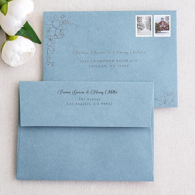 PONATIA 50 Pieces 5x7 Envelopes, Dusty Blue A7 Envelopes Self Seal for Weddings, Invitation Cards, Photos, Postcards, Greeting Cards Mailing, Baby Shower, Graduation, Christmas Gift Cards