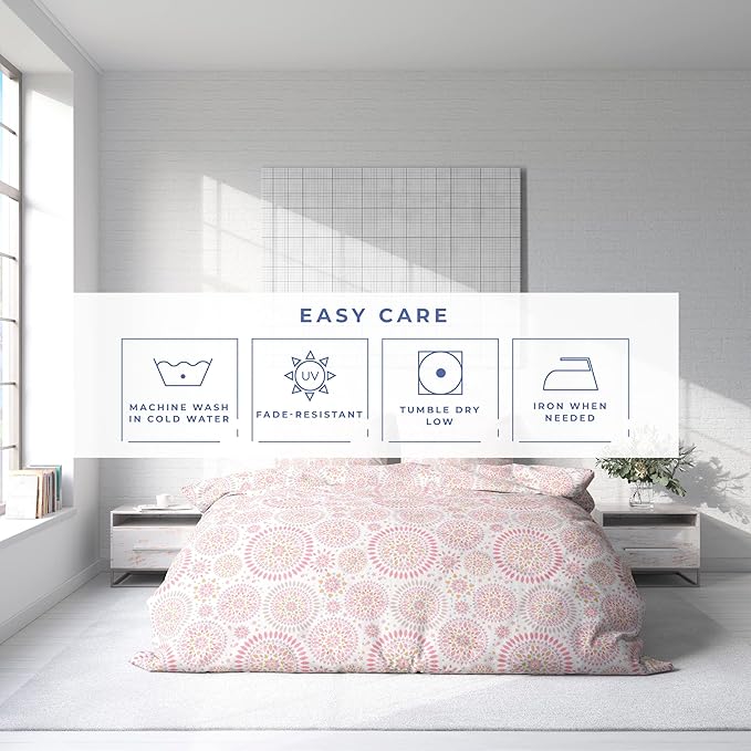 Kotton Culture 1 Pc California King Size Duvet Cover Only -100% Egyptian Cotton Sateen 600 Thread Count Ultra Soft Premium Durable Comforter Cover Zipper Closure & Corner Ties (Mandala,104"x98")