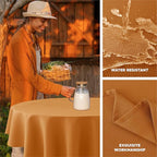 Biscaynebay Fall Tablecloth Textured Fabric Round Tablecloths 70", Bronze Thanksgiving Autumn Harvest Water Resistant Fabric Tablecloths for Kitchen, Dining, Wedding, Parties Machine Washable