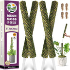 DUSPRO Stackable Mesh Moss Pole for Plants Monstera Potted Plant Stakes for Indoor Plants Extendable Plant Pole Moss Sticks for Plants Climbing Vine Supporting Monstera Trellis 4Pack 71''