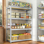 REIBII Storage Shelves Adjustable Metal Shelving 1600LBS Garage Shelves Industrial Metal Shelves 4 T ier Garage Shelving for Kitchen Pantry Closet, Sliver, 11.8" D x 23.6" W x 56.7" H