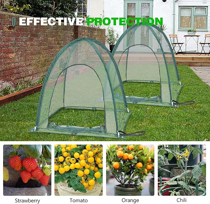 Premium Mini Garden Mesh Netting Pop Up Greenhouse Plant Covers and Animal-Proof Plant Protectors - Ideal for Summer Gardening