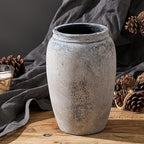 8.2 Inch Ceramic Vase, Terracotta Rustic Vase Farmhouse Decorative Vase Boho Decor, Ceramic Vases for Home Decor, Living Room, Entryway, Floor, Holiday Wedding Christmas New Year Gifts - Gray