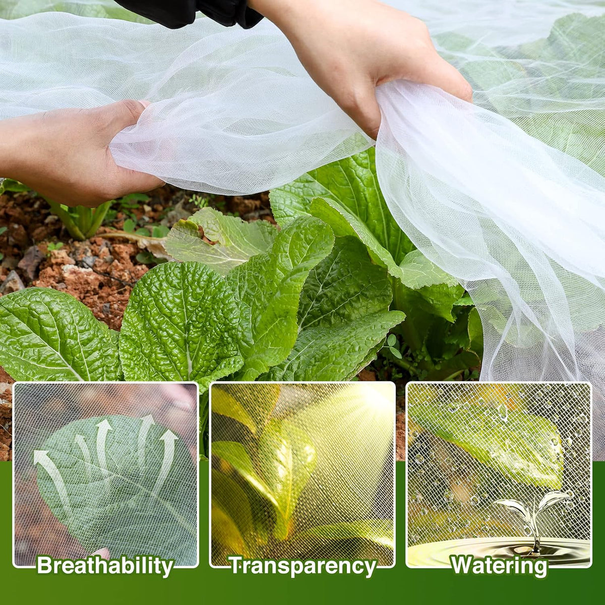 10 X 50FT Garden Mesh Netting Barrier,Fruit Tree Plant Netting for Vegetable Blueberry Bushes Plant Row Cover Screen Protection