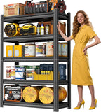 5-Tier Heavy Duty Garage Shelving Unit – 3000 lbs Adjustable Metal Storage Rack, Tool-Free Assembly, Rustproof Steel Organizer for Basement, Pantry, Warehouse, 63" H x35.43 W x 15.8" D