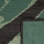 Outdoor Rug Black Green with Floral Palm Leaf Design Waterproof, Size: 5'3" x 7'7"