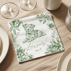 Luxury Personalized Dog Wedding Napkins, Photo Napkins for Dog, Custom Wedding Cocktail Napkin, Blue Floral Cocktail Napkin, Paper for Pet Lovers, Bridal, Engagement Party, Bridal Shower