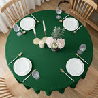 Biscaynebay 2 Pack Textured Fabric Round Tablecloths 60", Hunter Green Water Resistant Tableclothes Small Circle Folding Table Covers Linen for Dining, Kitchen, Wedding, Parties etc Machine Washable