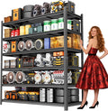 6 Tier Metal Garage Shelving Unit 82" H Storage Shelves Adjustable Heavy Duty Utility Rack Shelf Organizer Units and Storage Rack Renter Friendly Black Shelves