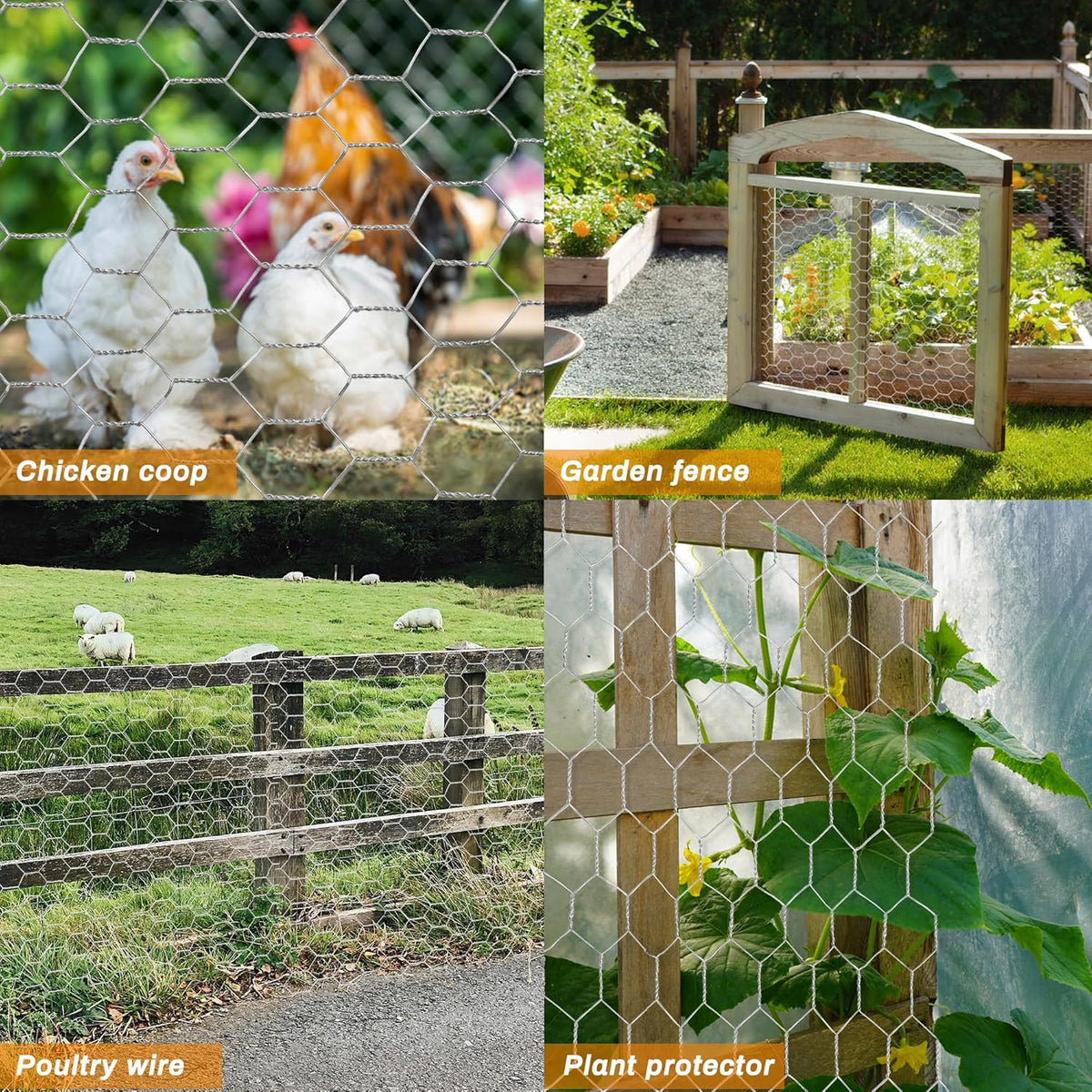Sliver Chicken Wire 18 inch(H) x 100 ft(L), Anti-Rust Hexagonal Galvanized Metal Garden Netting for Floral Arrangements, Powder Coated Chicken Wire Coop for Crafts Plant Protector Pet Rabbits Fencing