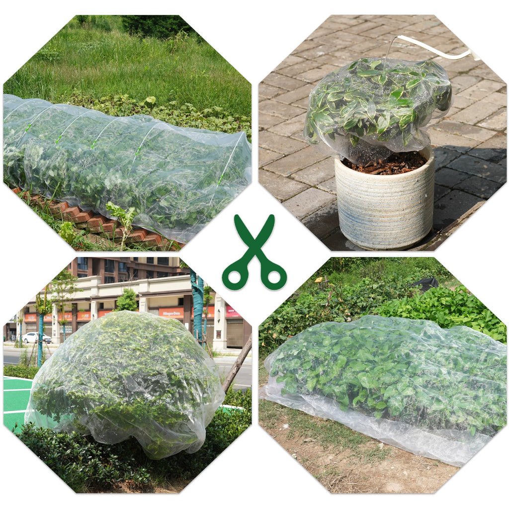 10 * 50FT Ultra Fine Garden Mesh Netting Pest Barrier, White Plant Covers for Outdoor Patio Greenhouse Crops Vegetables Fruit Flower Garden Protection, Row Covers Fabric Screen Insect Bug Bird Netting