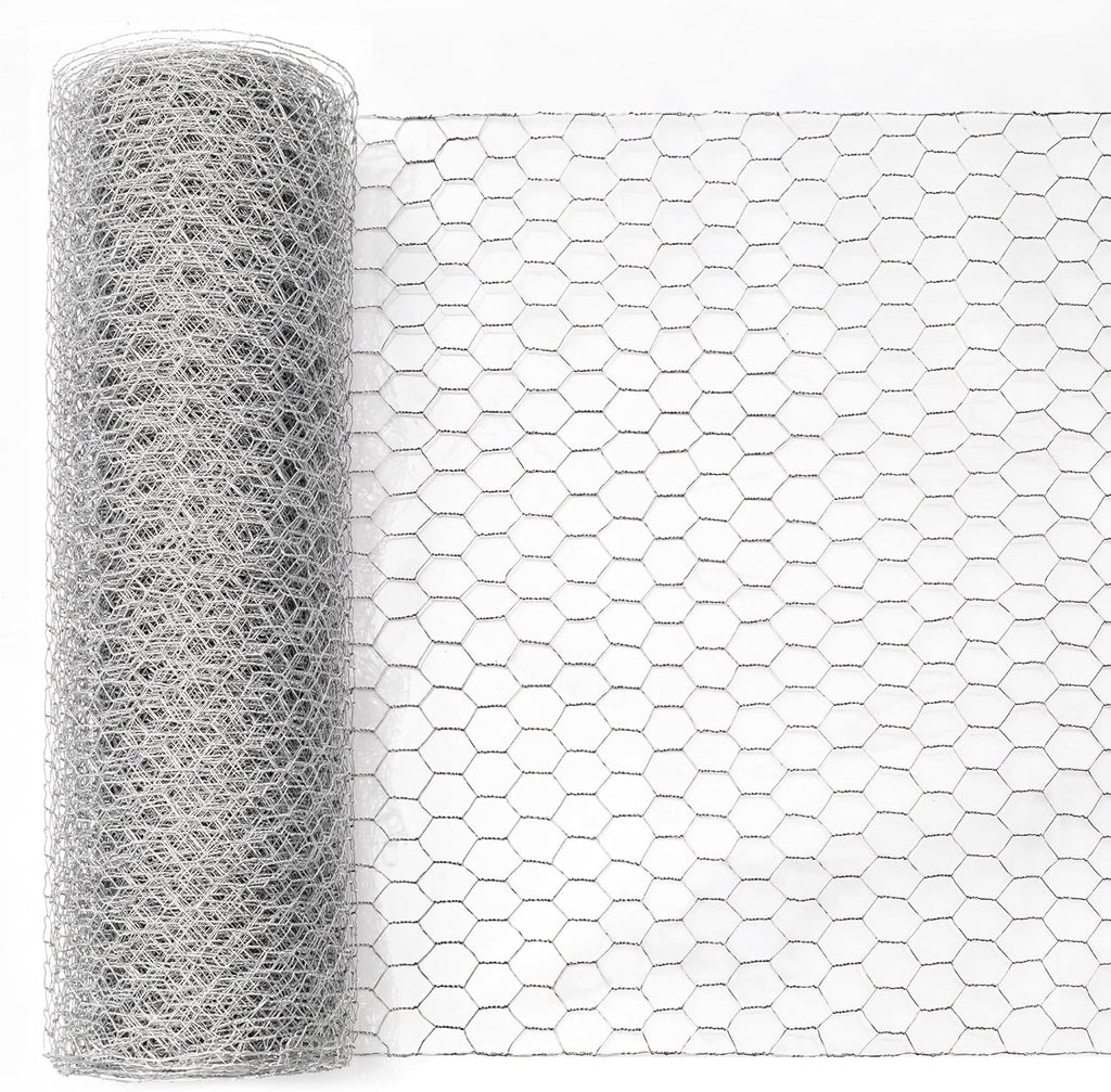 Sliver Chicken Wire 12 inch(H) x 100 ft(L), Anti-Rust Hexagonal Galvanized Metal Garden Netting for Floral Arrangements, Powder Coated Chicken Wire Coop for Crafts Plant Protector Pet Rabbits Fencing