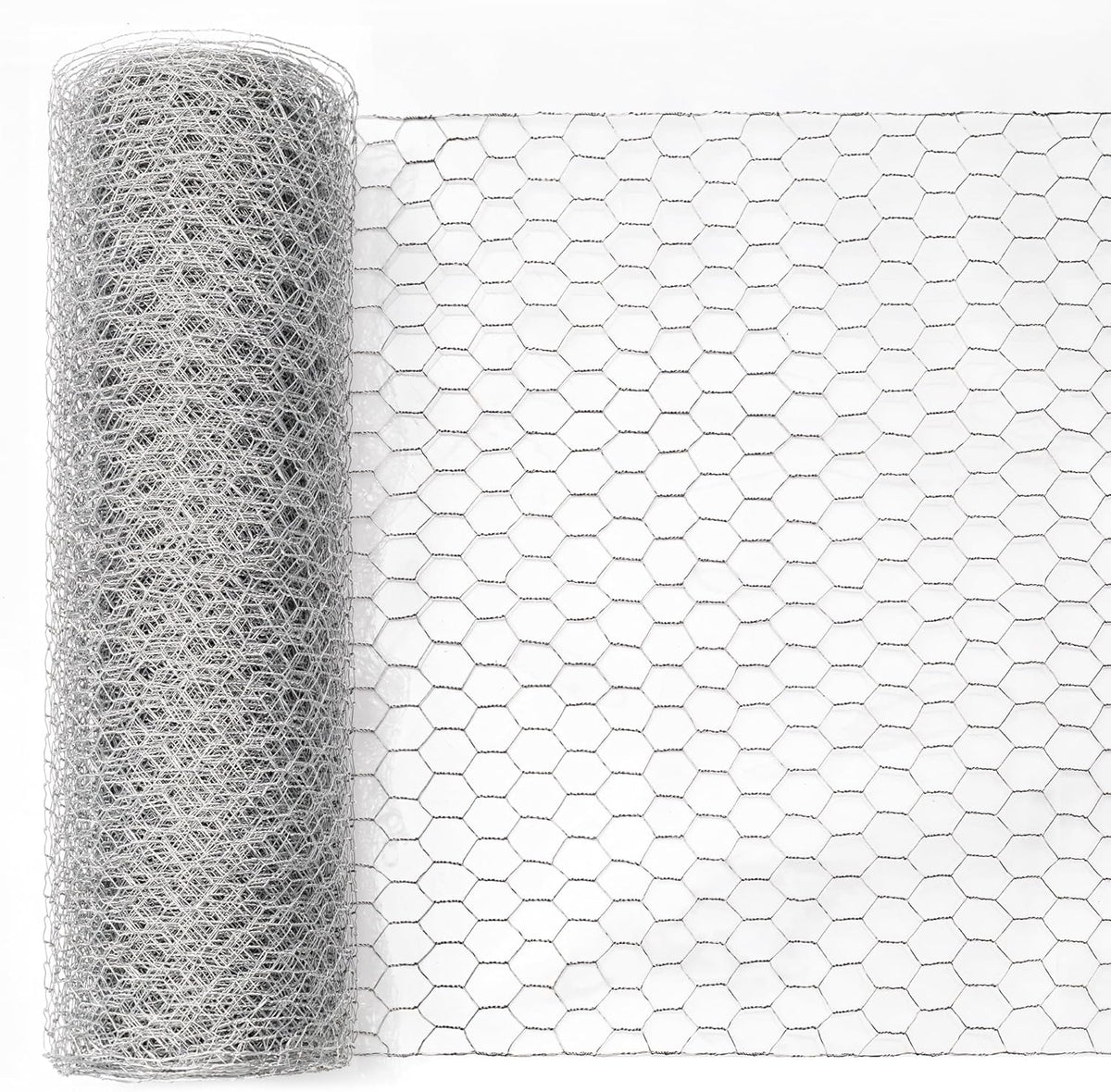 Sliver Chicken Wire 12 inch(H) x 100 ft(L), Anti-Rust Hexagonal Galvanized Metal Garden Netting for Floral Arrangements, Powder Coated Chicken Wire Coop for Crafts Plant Protector Pet Rabbits Fencing