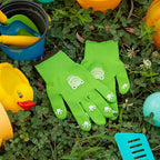 COOLJOB Large Toddler Gardening Gloves for Little Boys Girls Ages 6-9, Breathable Kids Work Gloves with Grippy Animal Paw Dots for Children Yard Landscape, Orange Dog, 1 Pair