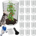 16 Pack Plant Protectors from Animals, 16"x 12" Wire Plant Protector, Wire Cages for Plants with Stakes and Cable Ties, Metal Plant Cages for Plants, Vegetables, Flowers