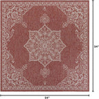 Unique Loom Outdoor Traditional Collection Area Rug - Antique (7' 10" Square Rust Red/Ivory)