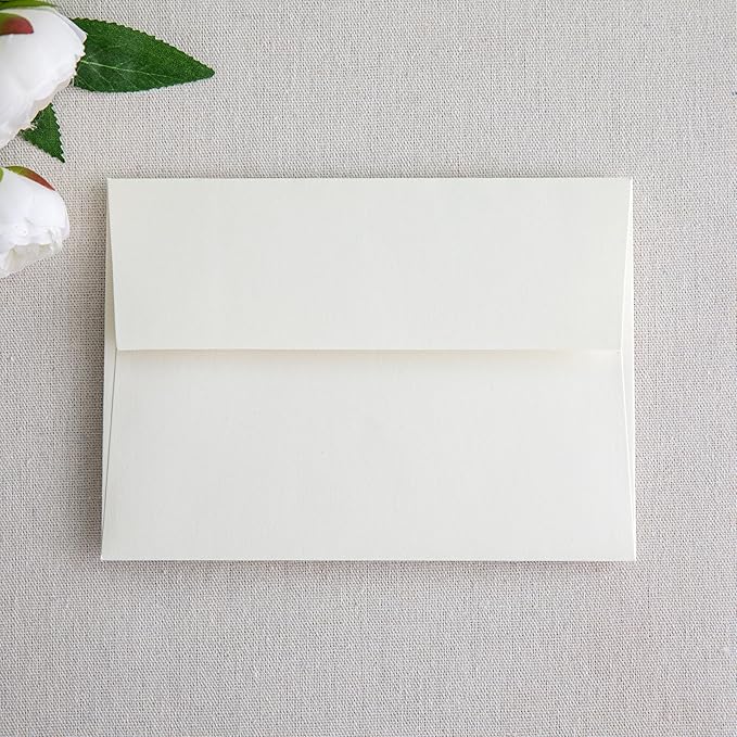PONATIA 50 Pieces 5x7 Envelopes, A7 Envelopes Self Seal for Weddings, Invitation Cards, Photos, Postcards, Greeting Cards Mailing, Baby Shower, Graduation, Christmas Gift Cards (Ivory)