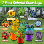 10 Gallon Grow Bags, 7 Pack Colorful Fabric Plant Pots with Handles for Garden and Outdoor Planting