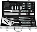 ROMANTICIST 20pcs Heavy Duty BBQ Grill Tool Set in Case - The Very Best Grill Gift for Father's Day and Christmas - Professional BBQ Accessories Set for Outdoor Cooking Camping Grilling Smoking, Grey